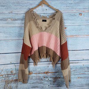Storia Striped Color Block Long Sleeve Sweater
